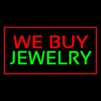 We Buy Jewelry Block Rectangle Red Neonskylt