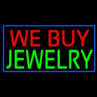 We Buy Jewelry Rectangle Blue Neonskylt