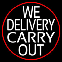 We Deliver Carry Out Oval With Red Border Neonskylt