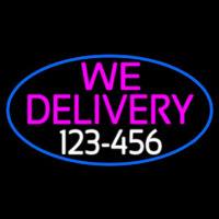 We Deliver Number Oval With Blue Border Neonskylt