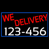 We Deliver Phone Number With Blue Border Neonskylt