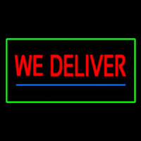 We Deliver Rectangle Green Neonskylt