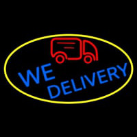 We Deliver Van Oval With Yellow Border Neonskylt