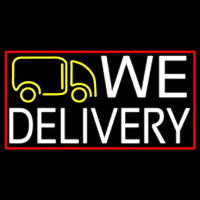 We Deliver Van With Red Border Neonskylt