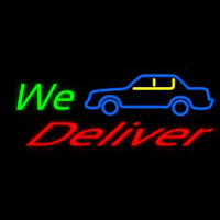 We Deliver With Car Neonskylt