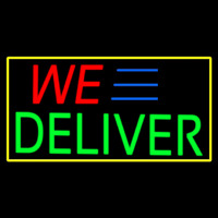 We Deliver Yellow Rectangle Neonskylt