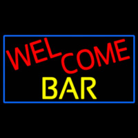 Welcome Bar With Blue Border Neonskylt