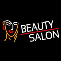 White Beauty Salon With Girl Neonskylt