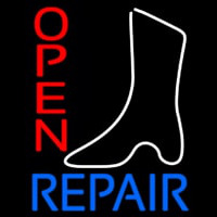 White Boot Repair Open Neonskylt