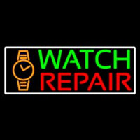 White Border Watch Repair With Logo Neonskylt