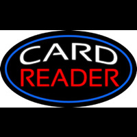 White Card Red Reader And Blue Border Neonskylt