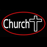 White Church With Cross Neonskylt