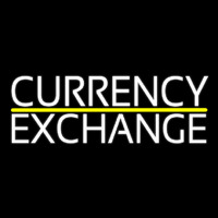 White Currency E change Neonskylt