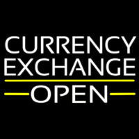White Currency E change Open Neonskylt