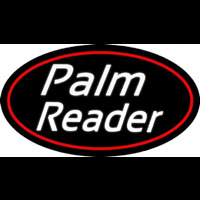 White Cursive Palm Reader Neonskylt