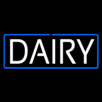 White Dairy With Blue Border Neonskylt