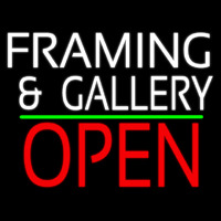 White Framing And Gallery With Open 1 Neonskylt