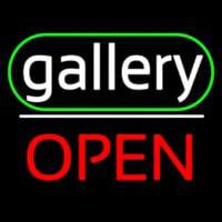 White Letters Gallery With Open 2 Neonskylt