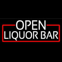 White Liquor Bar With Red Border Neonskylt