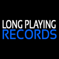 White Long Playing Blue Records Block 1 Neonskylt