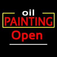 White Oil Red Painting Open Neonskylt