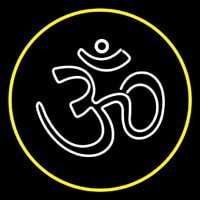 White Om With Border Neonskylt