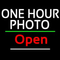 White One Hour Photo Open 3 Neonskylt