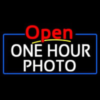 White One Hour Photo Open 4 Neonskylt