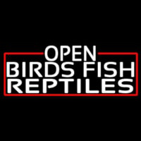 White Open Birds Fish Reptiles With Red Border Neonskylt