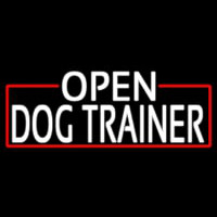White Open Dog Trainer With Red Border Neonskylt