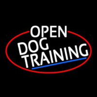 White Open Dog Training Oval With Red Border Neonskylt