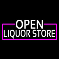 White Open Liquor Store With Pink Border Neonskylt