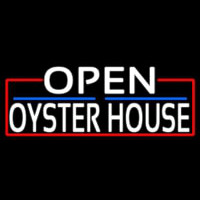White Open Oyster House With Red Border Neonskylt