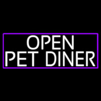 White Open Pet Diner With Purple Border Neonskylt