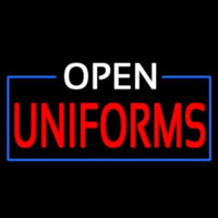 White Open Uniforms Blue Border Neonskylt