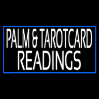 White Palm And Tarot Card Readings Blue Border Neonskylt