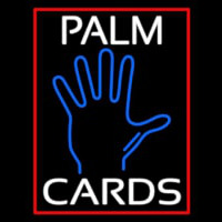 White Palm Cards Red Border Neonskylt