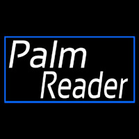 White Palm Reader Blue Rectangle Neonskylt
