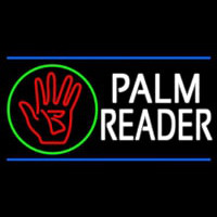 White Palm Reader With Logo Blue Line Neonskylt