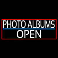 White Photo Albums Open With Red Border Neonskylt