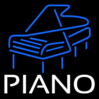 White Piano Blue Logo 4 Neonskylt