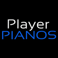 White Player Blue Pianos Block Neonskylt