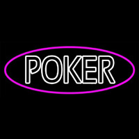 White Poker With Oval Neonskylt