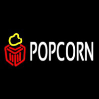 White Popcorn Neonskylt