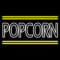 White Popcorn With Yellow Line Neonskylt