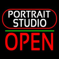 White Portrait Studio Open 1 Neonskylt