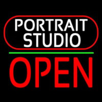 White Portrait Studio Open 2 Neonskylt