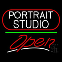 White Portrait Studio Open 3 Neonskylt