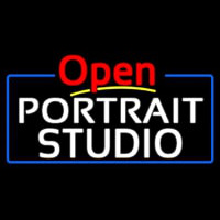 White Portrait Studio Open 4 Neonskylt