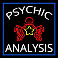 White Psychic Analysis With Logo And Blue Border Neonskylt